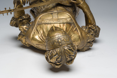 Cesar Costantino R. Ceribelli (1841-1918): Female minstrel, gilt bronze