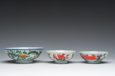 A varied collection of Chinese famille rose, qianjiang cai and blue and white porcelain, Qianlong and later