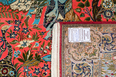 A Persian Qom (Qum/Ghom) 'Layla and Majnun' rug, wool, cotton and silk, 20th C.