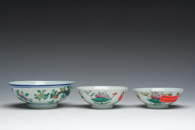 A varied collection of Chinese famille rose, qianjiang cai and blue and white porcelain, Qianlong and later