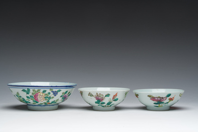 A varied collection of Chinese famille rose, qianjiang cai and blue and white porcelain, Qianlong and later