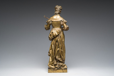 Cesar Costantino R. Ceribelli (1841-1918): Female minstrel, gilt bronze