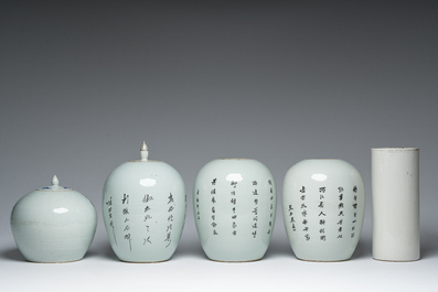 A varied collection of Chinese famille rose, qianjiang cai and blue and white porcelain, Qianlong and later