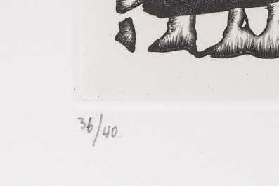 Pierre Alechinsky (1927): 'Trait&eacute; des excitants moderns' (Honor&eacute; de Balzac, no. 5), etching, ed. 36/40, (1989)