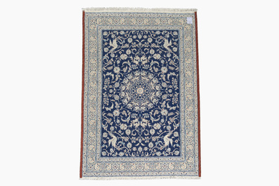 A Persian Isfahan rug with Nain design, wool and silk on silk, 20th C.