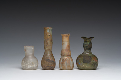 Nine small glass vases and bottles, Roman period and later