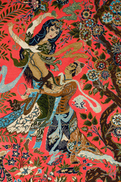 A Persian Qom (Qum/Ghom) 'Layla and Majnun' rug, wool, cotton and silk, 20th C.