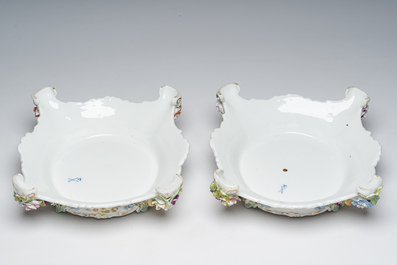 A pair of large vases and covers in polychrome decorated Saxon porcelain with gallant scenes, Potschappel, Carl Thieme, Dresden, late 19th C.