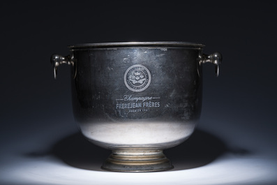 A large French silver-plated 'Frerejean Fr&egrave;res' champagne cooler, 20th C.