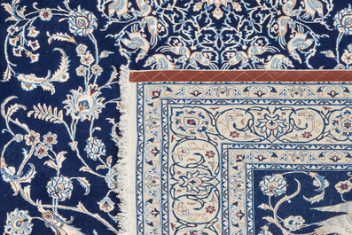 A Persian Isfahan rug with Nain design, wool and silk on silk, 20th C.