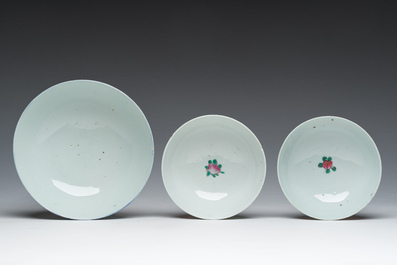 A varied collection of Chinese famille rose, qianjiang cai and blue and white porcelain, Qianlong and later