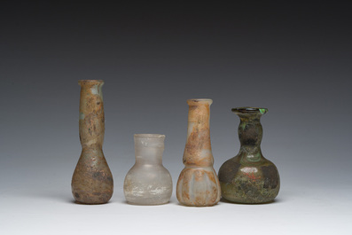 Nine small glass vases and bottles, Roman period and later
