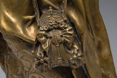 Cesar Costantino R. Ceribelli (1841-1918): Female minstrel, gilt bronze