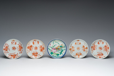 A varied collection of Chinese famille rose, qianjiang cai and blue and white porcelain, Qianlong and later