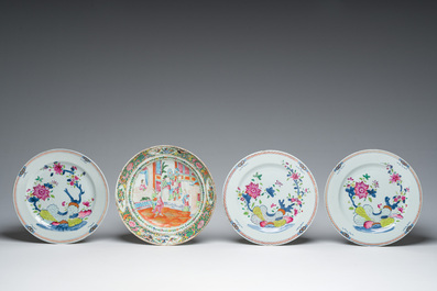 Een gevarieerde collectie Chinees famille rose, famille verte en blauw-wit porselein, 18de eeuw en later