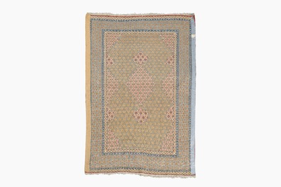 A Persian Qom (Qum/Ghom) rug with geometric floral design, wool on cotton, 20th C.