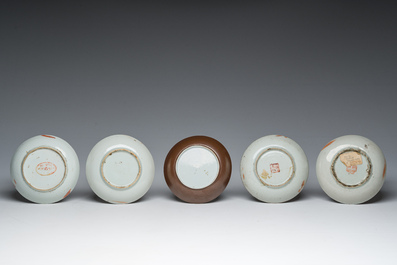 A varied collection of Chinese famille rose, qianjiang cai and blue and white porcelain, Qianlong and later