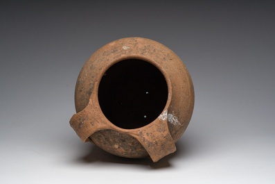 A Greek terracotta amphora with stylized design, Thorikos (Thoricus), presumably 5th/4th century BC.