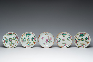 A varied collection of Chinese famille rose, qianjiang cai and blue and white porcelain, Qianlong and later
