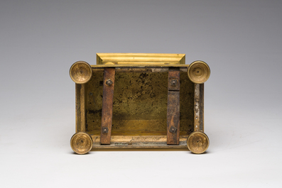 A French gilt bronze portico clock, 19th C.