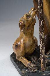 A Spanish carved and polychrome decorated wooden 'Saint Roch and his dog' group, 17th/18th C.