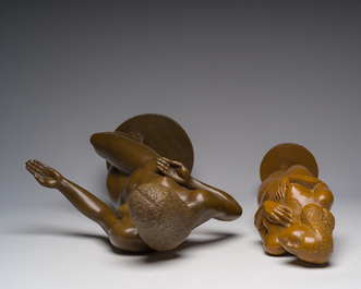 Jan Anteunis (1896-1973): Standing female nude, brown patinated plaster, one dated 1944