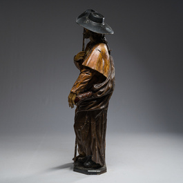 A Spanish carved and polychrome decorated wooden 'Saint Roch and his dog' group, 17th/18th C.