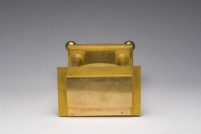 A French gilt bronze portico clock, 19th C.