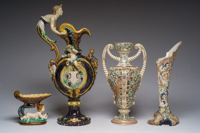 A varied collection of European ceramics in maiolica, porcelain and biscuit, various origins, 19th/20th C.