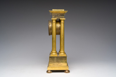 A French gilt bronze portico clock, 19th C.