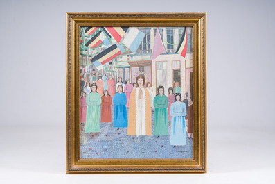 Victor Felix Lecossois (1897-1976): Procession of the Blessed Virgin, possibly the Mary procession in Halle, oil on canvas