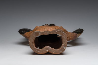 R. Kardasinski (20th C.): Angel, partly gold-glazed terracotta