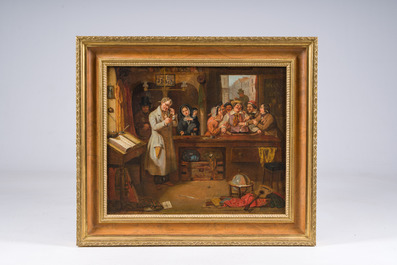 William Powell Frith (1819-1909, attribu&eacute; &agrave;): Le mont-de-pi&eacute;t&eacute;, huile sur toile, 19&egrave;me si&egrave;cle