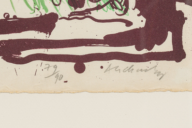 Pierre Alechinsky (1927): 'Mais o&ugrave; sont-ils', lithograph in colours, ed. 79/90, (1963)