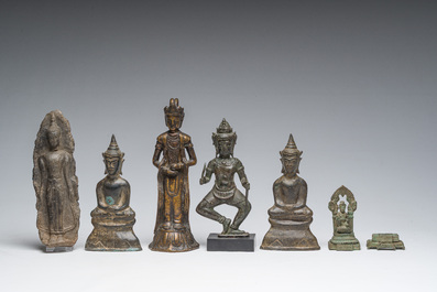 A varied collection of Asian figures of Buddhist deities, a.o. Thailand, Burma, India, etc., 10th C. and later