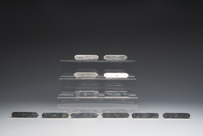 Six pairs of animal-shaped silver-plated metal cutlery rests, Wiskemann, Belgium, 20th C.