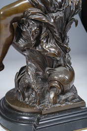 Mathurin Moreau (1822-1912): 'Libellule', brown patinated bronze on a black marble base