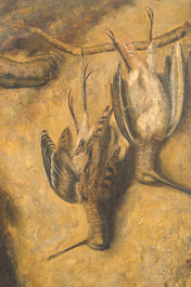 G. Waldack (19&egrave;me/20&egrave;me si&egrave;cle): Nature morte aux troph&eacute;es de chasse, huile sur toile