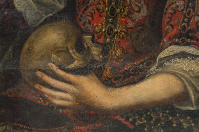 European school: Mary Magdalene in ecstasy, oil on canvas marouflated on board, 17th C.