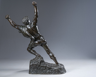 Jef Lambeaux (1852&ndash;1908): 'The triump' or 'The victor', brown patinated bronze