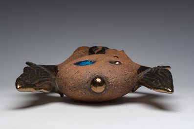 R. Kardasinski (20th C.): Angel, partly gold-glazed terracotta