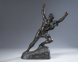 Jef Lambeaux (1852&ndash;1908): 'The triump' or 'The victor', brown patinated bronze