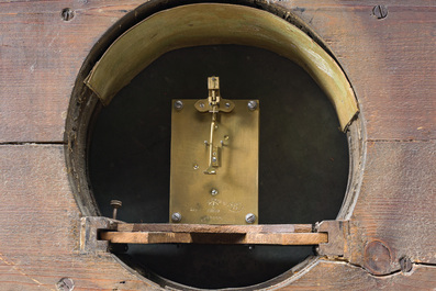 An imposing German carved and gilt wooden sundial with an 'Actien-Gesellschaft Uhrenfabrik Lenzkirch' (AGUL) mechanism, ca. 1900