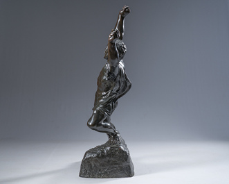 Jef Lambeaux (1852&ndash;1908): 'The triump' or 'The victor', brown patinated bronze