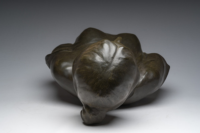 Charles Van De Waele (19de/20ste eeuw): Bust of a lady, patinated bronze, marked 'Ch. Vindevogel Gand Fondeur'