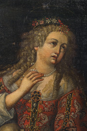 European school: Mary Magdalene in ecstasy, oil on canvas marouflated on board, 17th C.