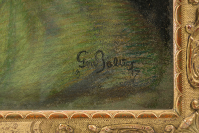 Georges M. Baltus (1874-1967): Musing lady in pre-raphaelite style, pastel on paper, dated 1917
