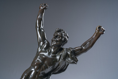 Jef Lambeaux (1852&ndash;1908): 'The triump' or 'The victor', brown patinated bronze