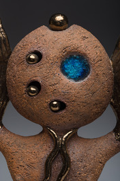 R. Kardasinski (20th C.): Angel, partly gold-glazed terracotta