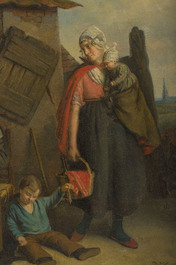 Petrus Franciscus Greive (1811&ndash;1872): The fisherman&rsquo;s family in front of their home, oil on canvas, dated 1856
